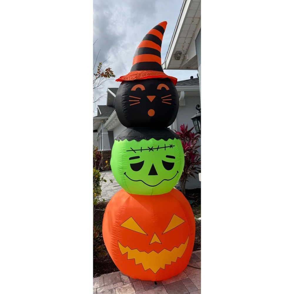 10' GIANT  Totem BLACK CAT,‎ MONSTER, JACK O LANTERN Halloween Inflatable